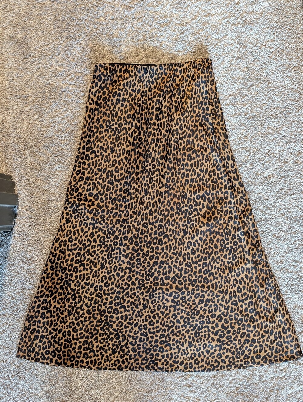 Women's Leopard Print Midi Skirt - Tan/Brown & Black S (Never Worn, Washed)